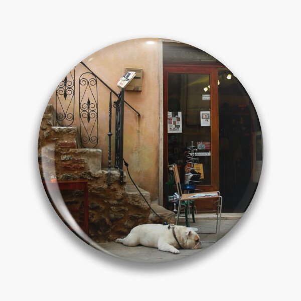 Item preview, Bulldog descansando fuera de la tienda artesanal toscana - Pitigliano, Italia designed and sold by LucaRocchini.