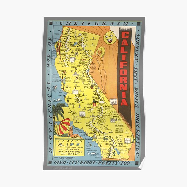 "Vintage Map of California " Poster for Sale by Freshfroot Redbubble