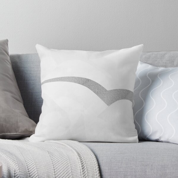 Silver Streak White Throw Pillow