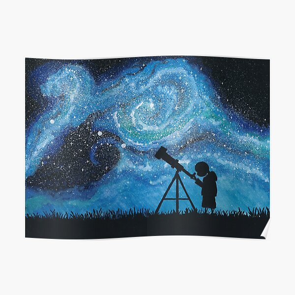 Observing the Universe ~ Watercolor Painting Poster