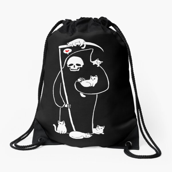 Death Is A Cat Person Drawstring Bag