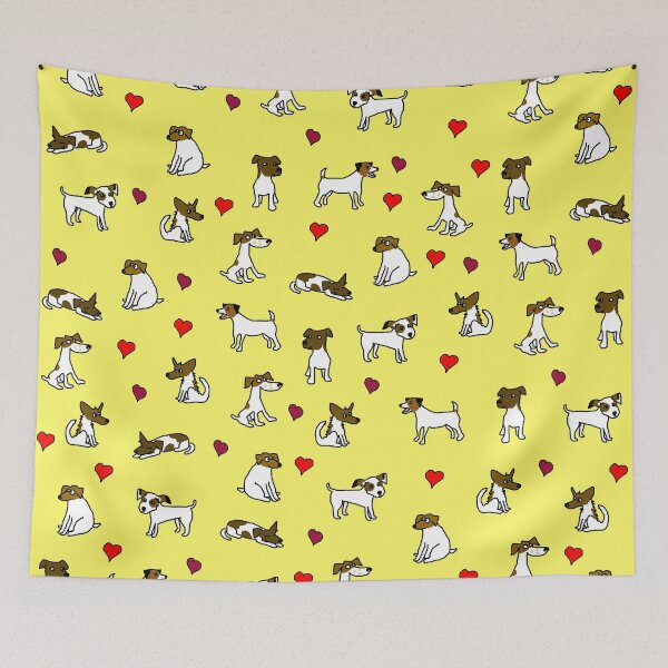 Item preview, Dogs And Hearts Yellow Pattern designed and sold by jaggerstudios.