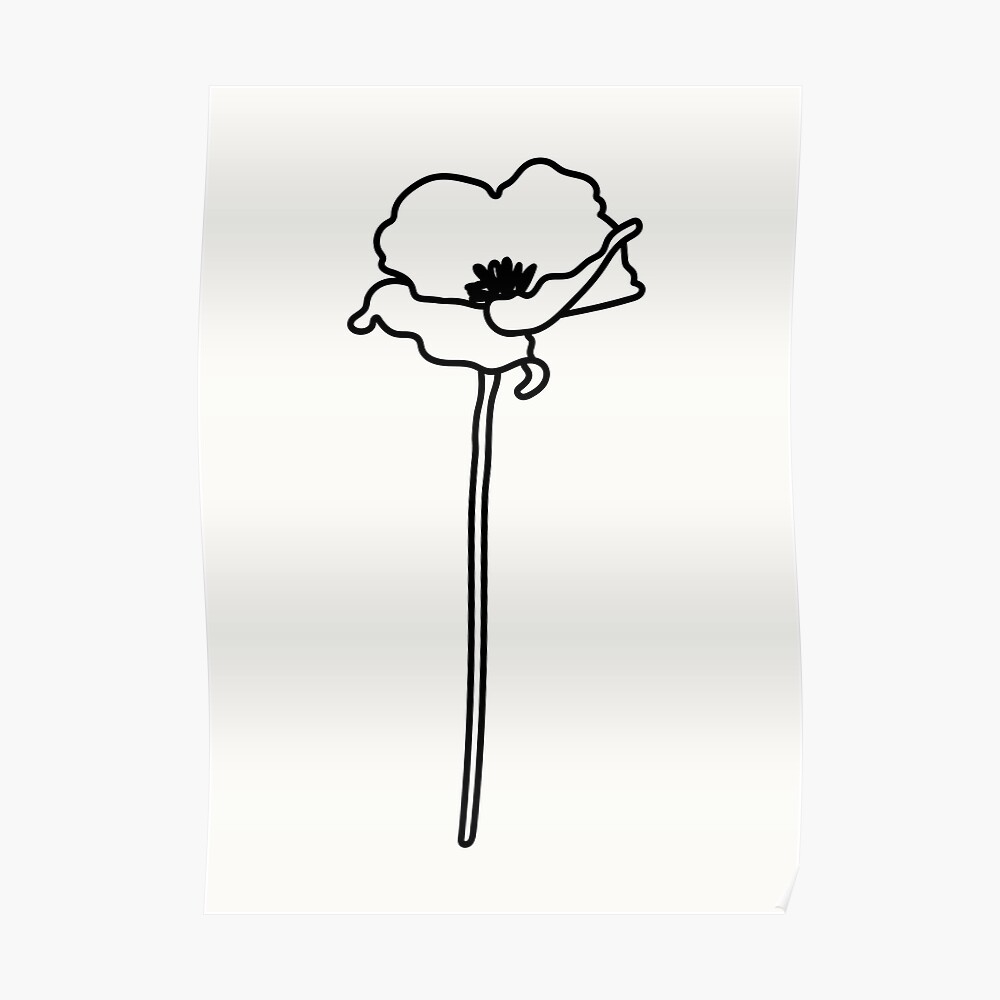 Poppy One Line Drawing Sticker By Evamartinelli Redbubble