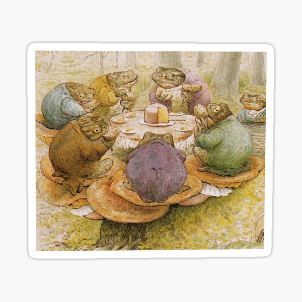 Toad Tea Party Cottage Core by naturalist and illustrator Beatrix Potter Sticker