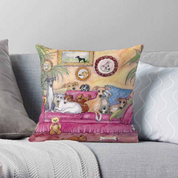 This is our sofa. So - where's yours? Greyhounds and whippets on the couch. Throw Pillow