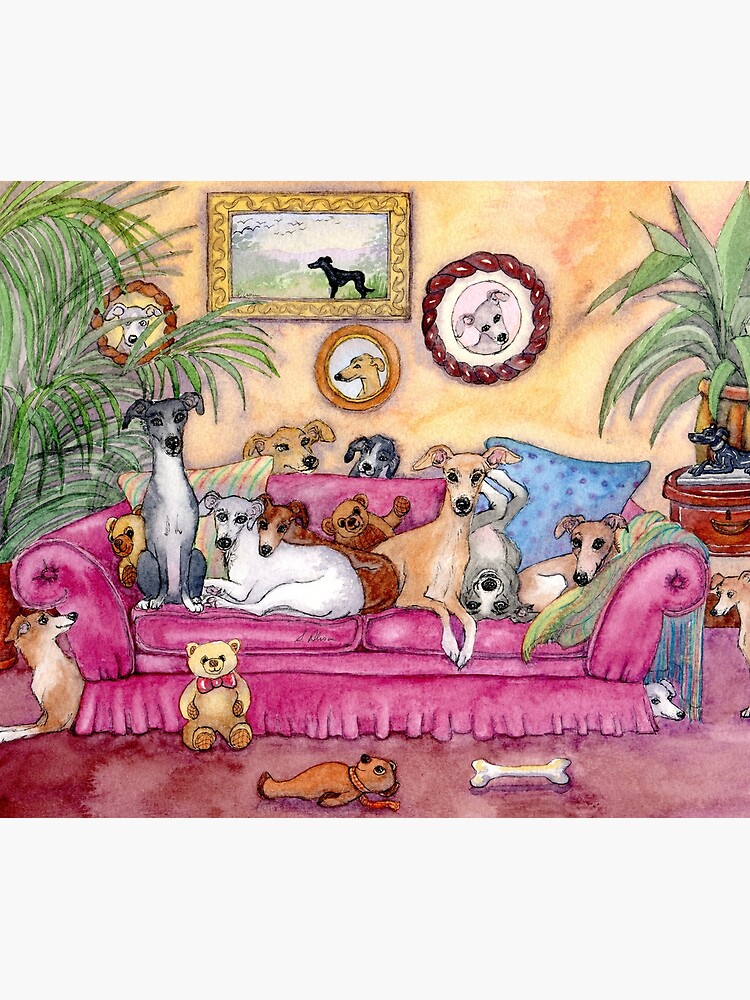 This is our sofa. So - where's yours? Greyhounds and whippets on the couch. by SusanAlisonArt