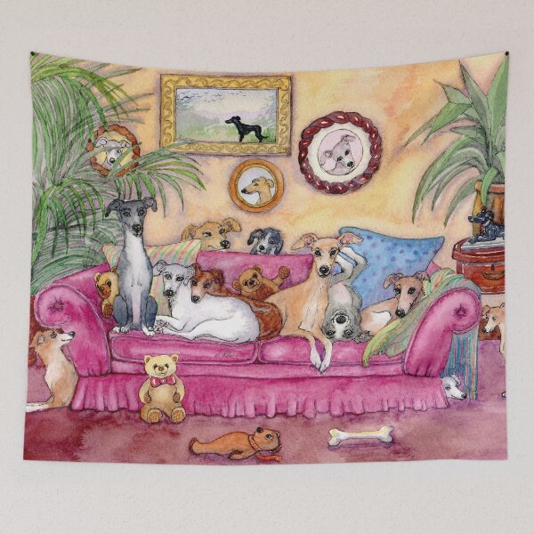 Item preview, This is our sofa. So - where's yours? Greyhounds and whippets on the couch. designed and sold by SusanAlisonArt.