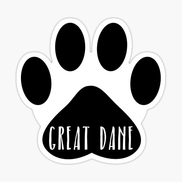 Great Dane Paw Print Seal Sticker