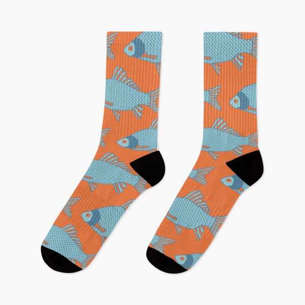 Item preview, Blue and Orange Tropical Fish Shoal Pattern designed and sold by RhubarbMyrtle.