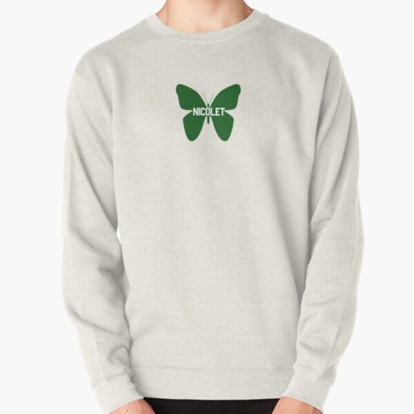 Nicolet Camp Letters Inside Green Monarch Butterfly Pullover Sweatshirt
