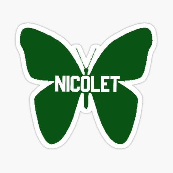 Nicolet Camp Letters Inside Green Monarch Butterfly Sticker