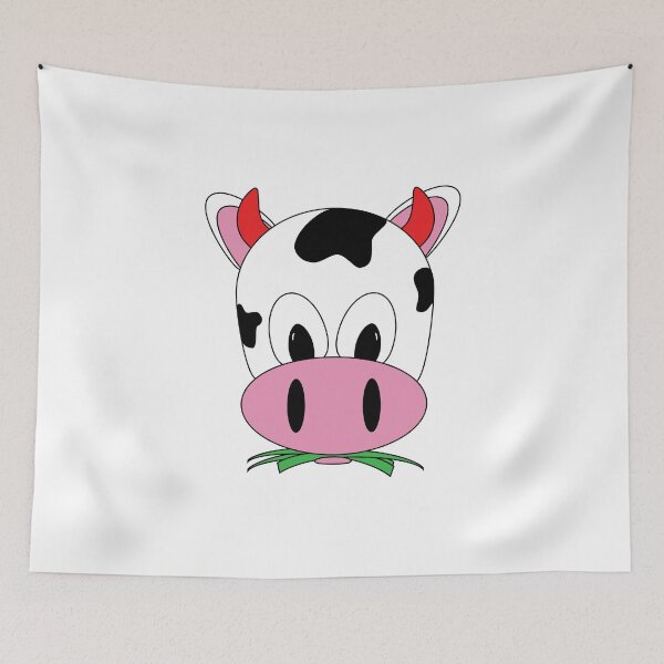 Item preview, Strawberry Pink Devil Cow Eating Grass designed and sold by chanzds.