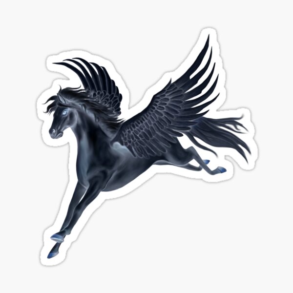 Black Pegasus Flying Sticker