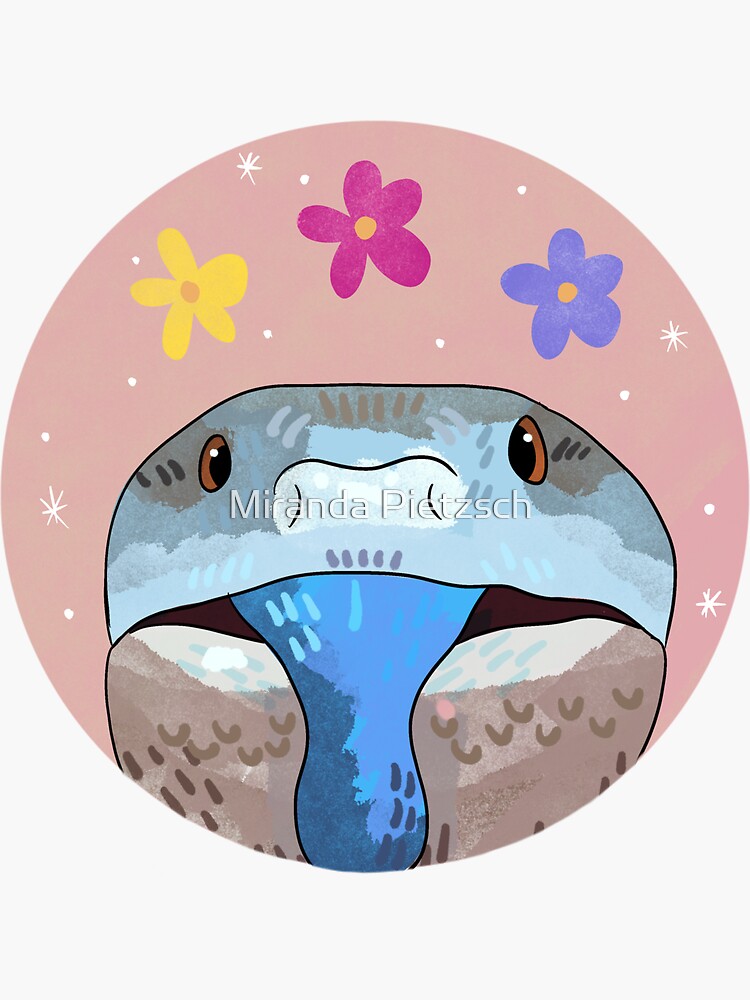 Thumbnail 3 of 3, Sticker, Blue Tongue Skink and Flowers designed and sold by mirpeachy.