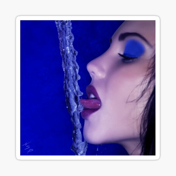 Fine Erotic Art Photography "Just A Taste - Blue" Sexy Mouth - Mouth - Lips - Face - Tongue Sticker