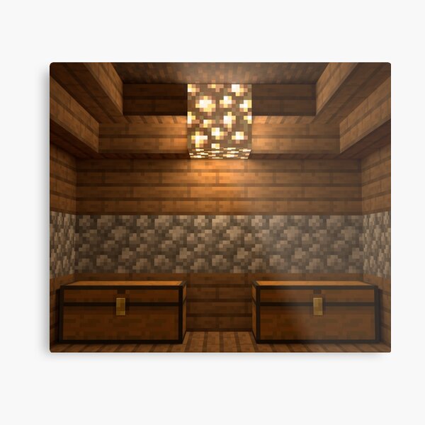 Minecraft Glowstone With Chests Metal Print