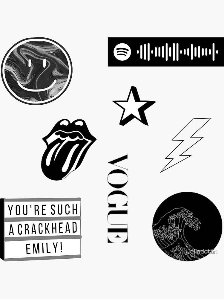 "Black and White Aesthetic Sticker Pack" Sticker by elladotan | Redbubble