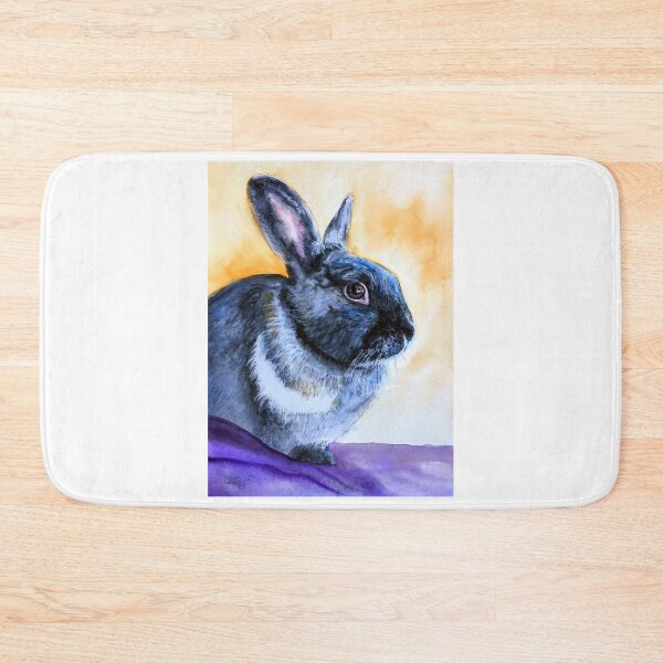 Item preview, Watercolour portrait of Ebony, our black rabbit designed and sold by Double Dutch Designs.