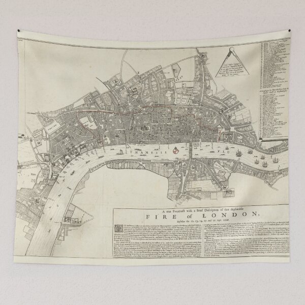 Item preview, Vintage Great Fire of London Map (1666) designed and sold by BravuraMedia.