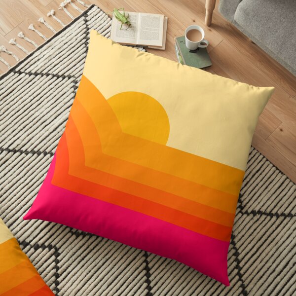 retro sunset Floor Pillow