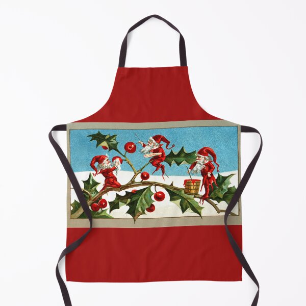 Item preview, RED ELVES PAINTING CHRISTMAS HOLLY BERRIES designed and sold by BulganLumini.