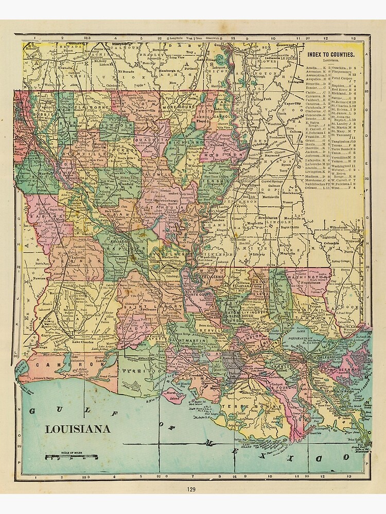 Vintage Louisiana Map (1838) Wall Tapestry by BravuraMedia