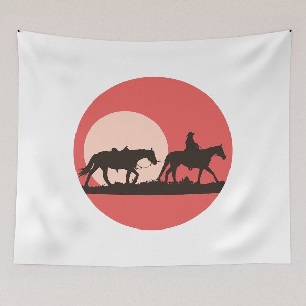 Item preview, Cowboy and horses before a setting sun. designed and sold by funnyteesactive.