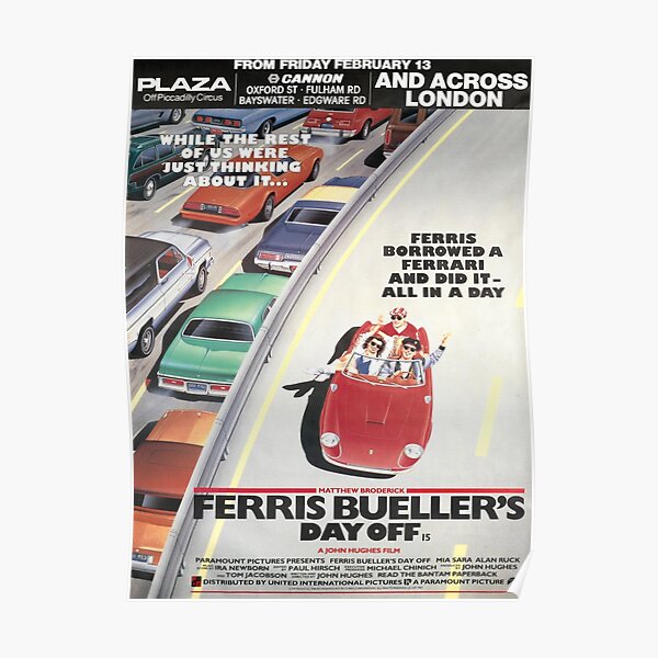 Ferris Buellers Day Off 1986 London Advance Bus Stop Movie Poster Print. Poster