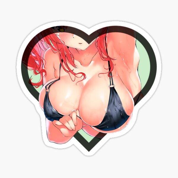 Big Wet Anime Tits in Heart Frame Sticker