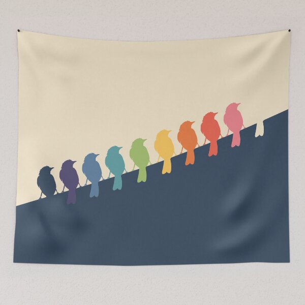 Item preview, Rainbow Graphic Birds on a wire designed and sold by Davida Fernandez.