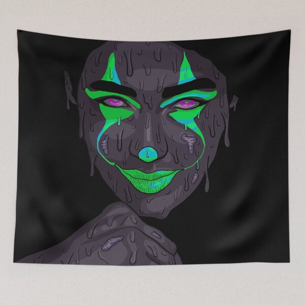 Item preview, Grime Art Clown Neon Green Blue Digital  designed and sold by Krystian Stafford.
