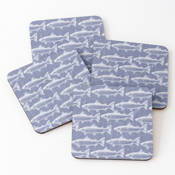 Item preview, Chalk Fish Rustic Farmhouse Blue Square Pillow Country Western Bedding Trout Fishing designed and sold by KimMarshall.
