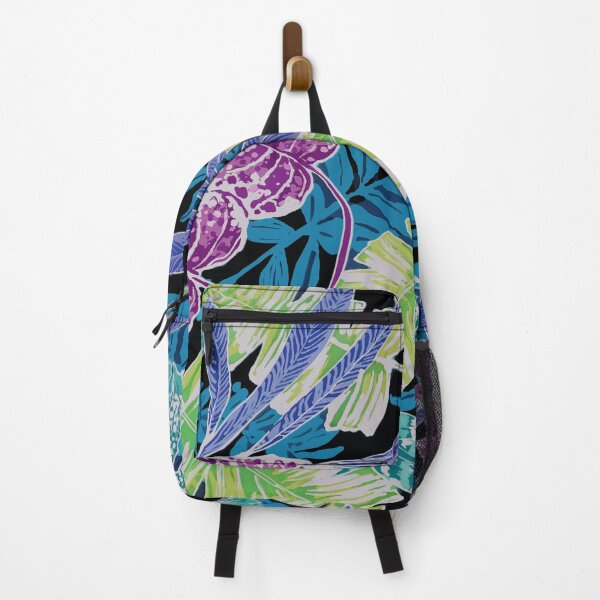 Item preview, Tropical Leaves in Teal, Purple, and Green on Black Ground  designed and sold by Leslie Rogers Todder.