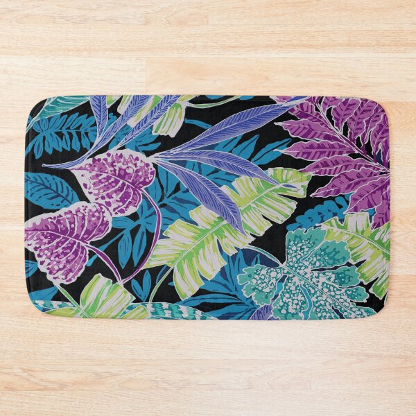 Item preview, Tropical Leaves in Teal, Purple, and Green on Black Ground  designed and sold by Leslie Rogers Todder.
