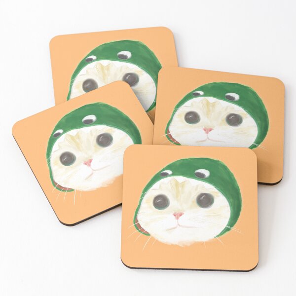 Item preview, cat using a green dinosaur hat designed and sold by sayomoko.