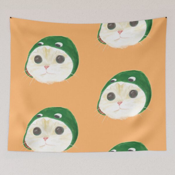 Item preview, cat using a green dinosaur hat designed and sold by sayomoko.