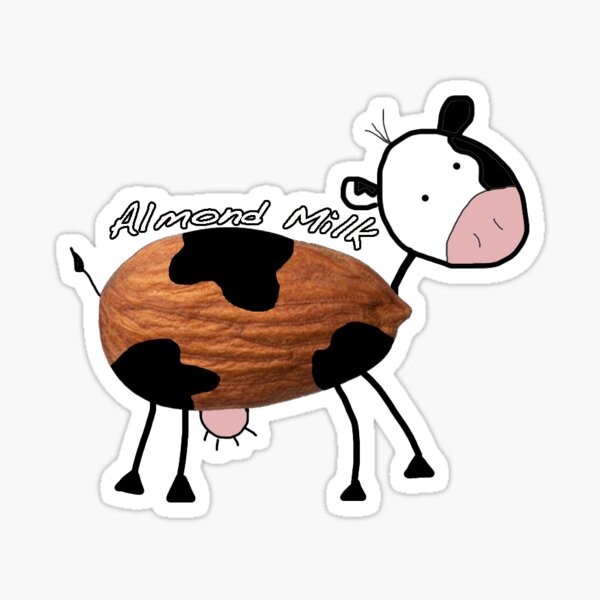 Please Drink Almond Milk Cow Sticker Cute Funny Dairy Free Thinking of You Gift for Lactose Intolerant Friend Cruelty Free Animal Rights