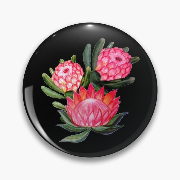 Item preview, Protea flowers painted in watercolor – all over print – a riot of pink and bright color designed and sold by MagentaRose.