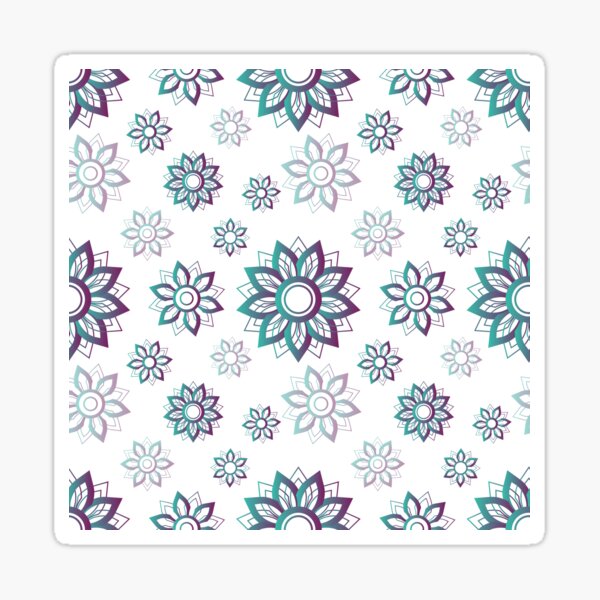 Floral Layered Mandala Blues Greens Purples Faded Gradient Sticker