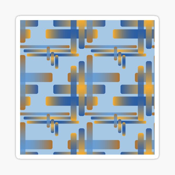 Woven Rounded Overlapping Rectangles Oranges Techno Blue Sky Sticker