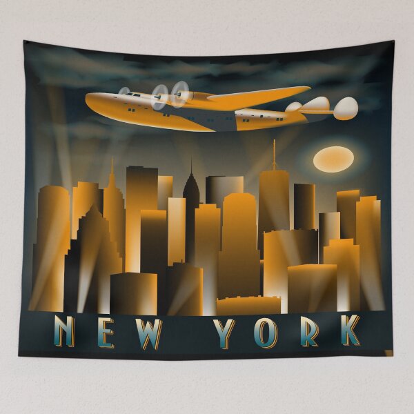 Item preview, Art Deco Tall High Rise  Buildings New York City Air Plane Vintage A Dreamer`s City designed and sold by 108dragons.