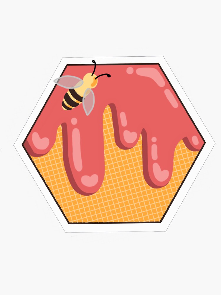 "Dripping Honey Bee Ice Cream on Honey Comb" Sticker by LoveHoneyBee
