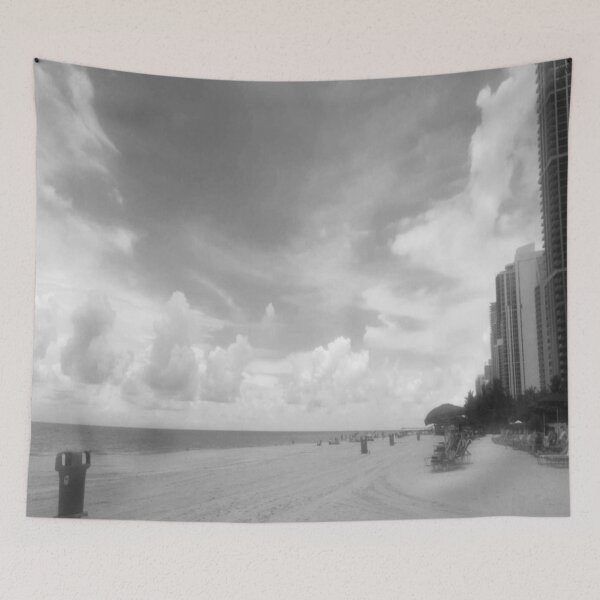 Item preview, Beach photography - Miami beach landscape Black and white designed and sold by gloriasd14.