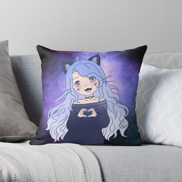 Cat Girl Throw Pillow