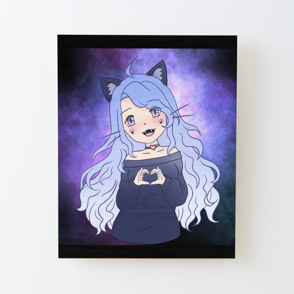 Cat Girl Wood Mounted Print
