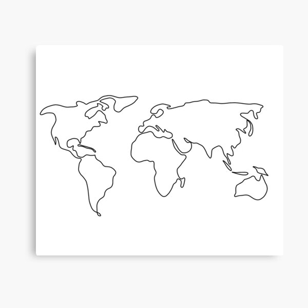 Aperçu de l'œuvre Illustration de contour de carte du monde créée et vendue par Cafecreativity.