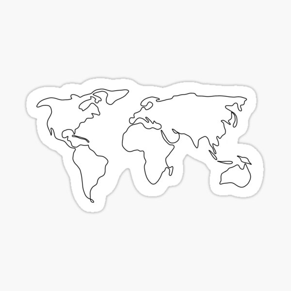World Map Outline Illustration Sticker By Cafecreativity Redbubble
