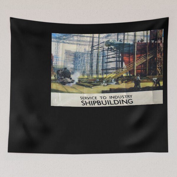 Item preview, Shipbuilding vintage travel poster designed and sold by stickart-marek.