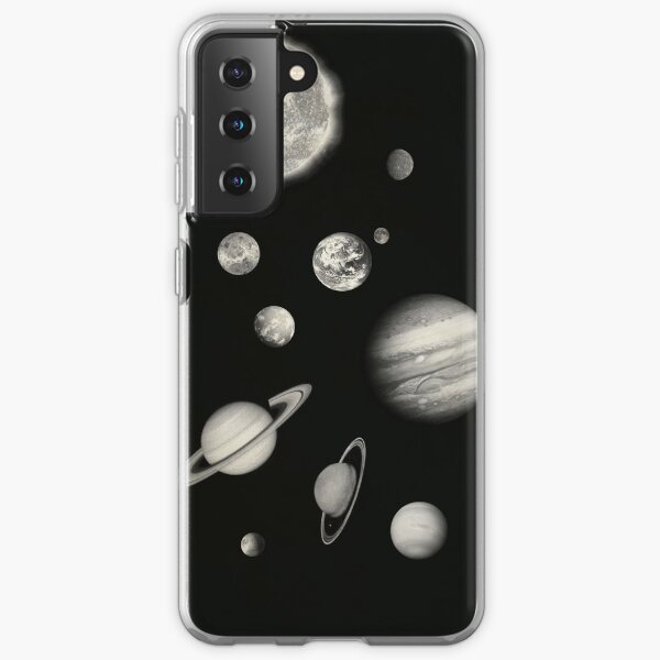 Black and White Solar System Samsung Galaxy Soft Case