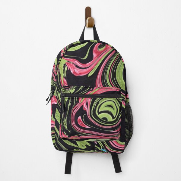 Item preview, 1980s abstract lime green black red marble swirls designed and sold by LEILA ART SPACE.